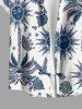 Coconut Tree Flower Leaf Bird Sun Paisley Print Hawaii Button Pocket Shirt For Men - Bleu Marine XL