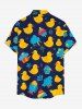 Plus Size Cute Duck Print Hawaii Button Pocket Shirt For Men -  
