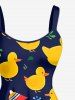 Cute Duck Print Hawaii A Line Dress -  
