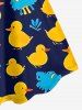 Cute Duck Print Hawaii A Line Dress -  