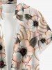 Chemise hawaïenne à imprimé floral et feuilles, grande taille, avec poche boutonnée, pour homme - Rose 2XL