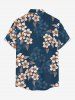Plus Size Leaf Ombre Flower Print Hawaii Button Pocket Shirt For Men -  