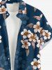 Plus Size Leaf Ombre Flower Print Hawaii Button Pocket Shirt For Men -  