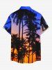 Coconut Tree Ombre Sky Dusk Print Hawaii Button Pocket Shirt For Men -  