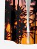Coconut Tree Ombre Sky Dusk Print Hawaii Button Pocket Shirt For Men -  