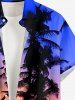 Coconut Tree Ombre Sky Dusk Print Hawaii Button Pocket Shirt For Men -  