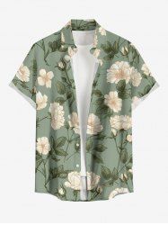 Plus Size Flowers Leaf Print Buttons Pocket Hawaii Shirt For Men -  
