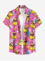 Ducks Geometric Pattern Print Buttons Pocket Hawaii Shirt For Men - Rose clair L