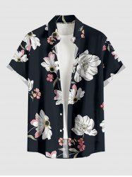 Plus Size Flowers Leaf Print Buttons Pocket Hawaii Shirt For Men -  