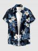 Hibiscus Flower Leaf Print Plus Size Matching Hawaii Beach Outfit For Couples -  