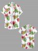 Women Hibiscus Flowers Tropical Leaf Print Buttons Pocket Hawaii Shirt - Blanc 2XL