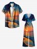 Coconut Tree Sun Seascape Print Matching Hawaii Beach Outfit For Couples -  