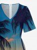 Coconut Tree Sun Seascape Print Matching Hawaii Beach Outfit For Couples -  