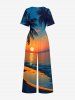 Coconut Tree Sun Seascape Print Matching Hawaii Beach Outfit For Couples -  