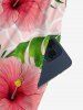 Hibiscus Flowers Tropical Leaf Geometric Pattern Print V Neck Hawaii Wide Leg Jumpsuit - Rose  L