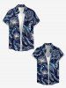 Women Flowers Leaf Print Buttons Pocket Hawaii Shirt -  