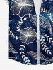 Women Flowers Leaf Print Buttons Pocket Hawaii Shirt -  