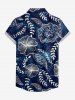 Women Flowers Leaf Print Buttons Pocket Hawaii Shirt -  
