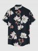 Plus Size Flowers Leaf Print Buttons Pocket Hawaii Shirt For Men -  