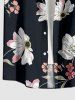 Plus Size Flowers Leaf Print Buttons Pocket Hawaii Shirt For Men -  