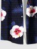 Hibiscus Flowers Tropical Leaf Print Buttons Pocket Hawaii Shirt For Men -  