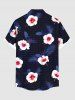 Hibiscus Flowers Tropical Leaf Print Buttons Pocket Hawaii Shirt For Men -  