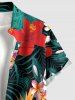 Hibiscus Flower Tropical Leaf Print Buttons Pocket Hawaii Shirt For Men -  