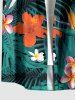 Hibiscus Flower Tropical Leaf Print Buttons Pocket Hawaii Shirt For Men -  