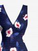 Hibiscus Flowers Tropical Leaf Print Hawaii Ruffles Split Surplice Dress -  