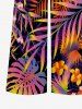 Flowers Tropical Leaf Print V Neck Hawaii Wide Leg Jumpsuit -  