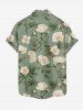 Plus Size Flowers Leaf Print Buttons Pocket Hawaii Shirt For Men -  