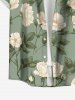 Plus Size Flowers Leaf Print Buttons Pocket Hawaii Shirt For Men -  