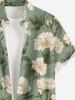 Plus Size Flowers Leaf Print Buttons Pocket Hawaii Shirt For Men - Vert clair 6XL