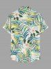 Plus Size Flowers Tropical Leaf Print Buttons Pocket Hawaii Shirt For Men - Vert clair 4XL