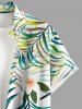 Plus Size Flowers Tropical Leaf Print Buttons Pocket Hawaii Shirt For Men - Vert clair 4XL