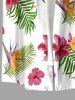 Men's Hibiscus Flowers Tropical Leaf Print Buttons Pocket Hawaii Shirt -  
