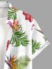 Men's Hibiscus Flowers Tropical Leaf Print Buttons Pocket Hawaii Shirt -  