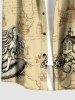Plus Size Mermaid Octopus Map Sailboat Lighthouse Crusie Print Buttons Pocket Hawaii Shirt For Men -  