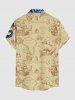 Mermaid Octopus Map Sailboat Lighthouse Crusie Print Buttons Pocket Hawaii Shirt For Men -  