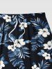 Plus Size Hibiscus Flower Leaf Print Hawaii Beach Shorts For Men -  