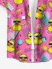 Ducks Geometric Pattern Print Buttons Pocket Hawaii Shirt For Men - Rose clair L