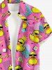 Ducks Geometric Pattern Print Buttons Pocket Hawaii Shirt For Men - Rose clair L