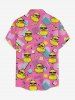 Ducks Geometric Pattern Print Buttons Pocket Hawaii Shirt For Men - Rose clair L