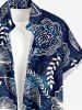 Plus Size Men's Flowers Leaf Print Buttons Pocket Hawaii Shirt -  