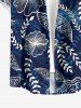 Plus Size Men's Flowers Leaf Print Buttons Pocket Hawaii Shirt -  