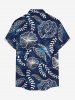 Plus Size Men's Flowers Leaf Print Buttons Pocket Hawaii Shirt -  