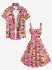 Ducks Geometric Pattern Print Hawaii Tank Dress - Rose clair XS