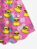 Ducks Geometric Pattern Print Hawaii Tank Dress - Rose clair XS