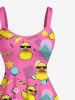 Ducks Geometric Pattern Print Hawaii Tank Dress - Rose clair XS