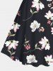 Plus Size Flowers Leaf Print Hawaii Vintage Dress - Noir M